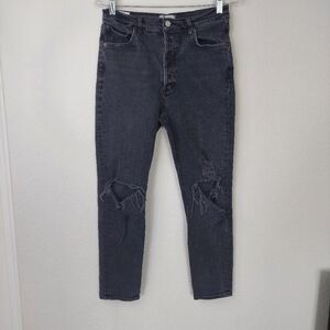 Agolde Nico Cassette  Distressed Black Button Fly Jeans Size 29